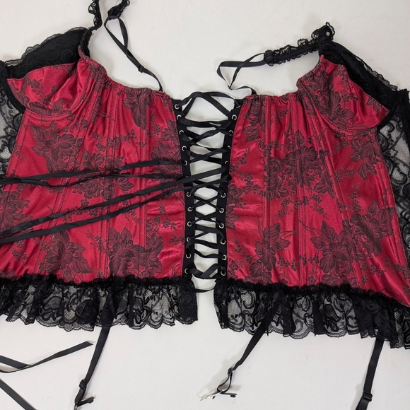 Shirley of Hollywood Corset Satin Tapestry Jacquard Longline Bustier Flowered - Picture 6 of 10